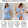 image:imageEkouaer Nightgowns for Women Bamboo Viscose Button Down Sleep Shirts Short Sleeve Nightshirts House Dress with PocketsLight Blue