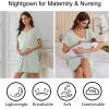 image:imageEkouaer Nightgowns for Women Bamboo Viscose Button Down Sleep Shirts Short Sleeve Nightshirts House Dress with PocketsLight Green