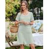 image:imageEkouaer Nightgowns for Women Bamboo Viscose Button Down Sleep Shirts Short Sleeve Nightshirts House Dress with PocketsLight Green