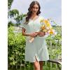 image:imageEkouaer Nightgowns for Women Bamboo Viscose Button Down Sleep Shirts Short Sleeve Nightshirts House Dress with PocketsLight Green