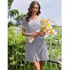 image:imageEkouaer Nightgowns for Women Bamboo Viscose Button Down Sleep Shirts Short Sleeve Nightshirts House Dress with PocketsLight Grey