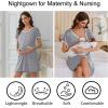 image:imageEkouaer Nightgowns for Women Bamboo Viscose Button Down Sleep Shirts Short Sleeve Nightshirts House Dress with PocketsLight Grey
