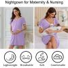 image:imageEkouaer Nightgowns for Women Bamboo Viscose Button Down Sleep Shirts Short Sleeve Nightshirts House Dress with PocketsLight Purple