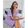 image:imageEkouaer Nightgowns for Women Bamboo Viscose Button Down Sleep Shirts Short Sleeve Nightshirts House Dress with PocketsLight Purple