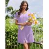 image:imageEkouaer Nightgowns for Women Bamboo Viscose Button Down Sleep Shirts Short Sleeve Nightshirts House Dress with PocketsLight Purple