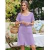 image:imageEkouaer Nightgowns for Women Bamboo Viscose Button Down Sleep Shirts Short Sleeve Nightshirts House Dress with PocketsLight Purple