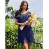 image:imageEkouaer Nightgowns for Women Bamboo Viscose Button Down Sleep Shirts Short Sleeve Nightshirts House Dress with PocketsNavy Blue