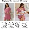 image:imageEkouaer Nightgowns for Women Bamboo Viscose Button Down Sleep Shirts Short Sleeve Nightshirts House Dress with PocketsPeach Red