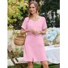 image:imageEkouaer Nightgowns for Women Bamboo Viscose Button Down Sleep Shirts Short Sleeve Nightshirts House Dress with PocketsPink