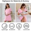 image:imageEkouaer Nightgowns for Women Bamboo Viscose Button Down Sleep Shirts Short Sleeve Nightshirts House Dress with PocketsPink