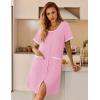 image:imageEkouaer Nightgowns for Women Bamboo Viscose Button Down Sleep Shirts Short Sleeve Nightshirts House Dress with PocketsPink