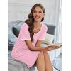 image:imageEkouaer Nightgowns for Women Bamboo Viscose Button Down Sleep Shirts Short Sleeve Nightshirts House Dress with PocketsPink