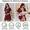 image:imageEkouaer Nightgowns for Women Bamboo Viscose Button Down Sleep Shirts Short Sleeve Nightshirts House Dress with PocketsRed