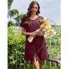 image:imageEkouaer Nightgowns for Women Bamboo Viscose Button Down Sleep Shirts Short Sleeve Nightshirts House Dress with PocketsRed