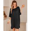image:imageEkouaer Nightgowns for Women Bamboo Viscose Night Gowns Plus Size Sleep Shirts Short Sleeve Night Shirts Soft SleepwearBlack