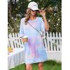 image:imageEkouaer Nightgowns for Women Bamboo Viscose Night Gowns Plus Size Sleep Shirts Short Sleeve Night Shirts Soft SleepwearBlue  Purple Tie Dye