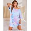 image:imageEkouaer Nightgowns for Women Bamboo Viscose Night Gowns Plus Size Sleep Shirts Short Sleeve Night Shirts Soft SleepwearBlue  Purple Tie Dye