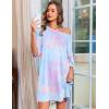 image:imageEkouaer Nightgowns for Women Bamboo Viscose Night Gowns Plus Size Sleep Shirts Short Sleeve Night Shirts Soft SleepwearBlue  Purple Tie Dye