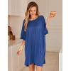 image:imageEkouaer Nightgowns for Women Bamboo Viscose Night Gowns Plus Size Sleep Shirts Short Sleeve Night Shirts Soft SleepwearBlue
