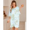 image:imageEkouaer Nightgowns for Women Bamboo Viscose Night Gowns Plus Size Sleep Shirts Short Sleeve Night Shirts Soft SleepwearCyan White Florals