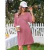 image:imageEkouaer Nightgowns for Women Bamboo Viscose Night Gowns Plus Size Sleep Shirts Short Sleeve Night Shirts Soft SleepwearGrey Purple