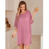 image:imageEkouaer Nightgowns for Women Bamboo Viscose Night Gowns Plus Size Sleep Shirts Short Sleeve Night Shirts Soft SleepwearGrey Purple