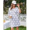 image:imageEkouaer Nightgowns for Women Bamboo Viscose Night Gowns Plus Size Sleep Shirts Short Sleeve Night Shirts Soft SleepwearGrey White Stars