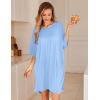image:imageEkouaer Nightgowns for Women Bamboo Viscose Night Gowns Plus Size Sleep Shirts Short Sleeve Night Shirts Soft SleepwearLight Blue