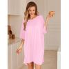 image:imageEkouaer Nightgowns for Women Bamboo Viscose Night Gowns Plus Size Sleep Shirts Short Sleeve Night Shirts Soft SleepwearPink