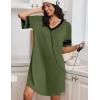 image:imageEkouaer Nightgowns for Women Bamboo Viscose Nightgown Short Sleeve Sleep Shirts V Neck Nightshirt Soft SleepwearArmy Green