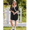 image:imageEkouaer Nightgowns for Women Bamboo Viscose Nightgown Short Sleeve Sleep Shirts V Neck Nightshirt Soft SleepwearBlack
