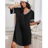 image:imageEkouaer Nightgowns for Women Bamboo Viscose Nightgown Short Sleeve Sleep Shirts V Neck Nightshirt Soft SleepwearBlack