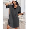 image:imageEkouaer Nightgowns for Women Bamboo Viscose Nightgown Short Sleeve Sleep Shirts V Neck Nightshirt Soft SleepwearDark Grey