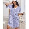 image:imageEkouaer Nightgowns for Women Bamboo Viscose Nightgown Short Sleeve Sleep Shirts V Neck Nightshirt Soft SleepwearFloral Purple
