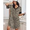 image:imageEkouaer Nightgowns for Women Bamboo Viscose Nightgown Short Sleeve Sleep Shirts V Neck Nightshirt Soft SleepwearLeopard
