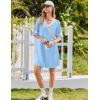 image:imageEkouaer Nightgowns for Women Bamboo Viscose Nightgown Short Sleeve Sleep Shirts V Neck Nightshirt Soft SleepwearLight Blue