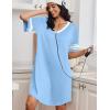 image:imageEkouaer Nightgowns for Women Bamboo Viscose Nightgown Short Sleeve Sleep Shirts V Neck Nightshirt Soft SleepwearLight Blue
