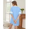 image:imageEkouaer Nightgowns for Women Bamboo Viscose Nightgown Short Sleeve Sleep Shirts V Neck Nightshirt Soft SleepwearLight Blue