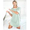 image:imageEkouaer Nightgowns for Women Bamboo Viscose Nightgown Short Sleeve Sleep Shirts V Neck Nightshirt Soft SleepwearLight Green