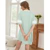 image:imageEkouaer Nightgowns for Women Bamboo Viscose Nightgown Short Sleeve Sleep Shirts V Neck Nightshirt Soft SleepwearLight Green