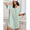 image:imageEkouaer Nightgowns for Women Bamboo Viscose Nightgown Short Sleeve Sleep Shirts V Neck Nightshirt Soft SleepwearLight Green