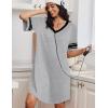 image:imageEkouaer Nightgowns for Women Bamboo Viscose Nightgown Short Sleeve Sleep Shirts V Neck Nightshirt Soft SleepwearLight Grey