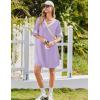 image:imageEkouaer Nightgowns for Women Bamboo Viscose Nightgown Short Sleeve Sleep Shirts V Neck Nightshirt Soft SleepwearLight Purple