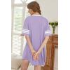 image:imageEkouaer Nightgowns for Women Bamboo Viscose Nightgown Short Sleeve Sleep Shirts V Neck Nightshirt Soft SleepwearLight Purple