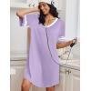 image:imageEkouaer Nightgowns for Women Bamboo Viscose Nightgown Short Sleeve Sleep Shirts V Neck Nightshirt Soft SleepwearLight Purple