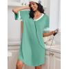 image:imageEkouaer Nightgowns for Women Bamboo Viscose Nightgown Short Sleeve Sleep Shirts V Neck Nightshirt Soft SleepwearMid Green