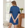 image:imageEkouaer Nightgowns for Women Bamboo Viscose Nightgown Short Sleeve Sleep Shirts V Neck Nightshirt Soft SleepwearNavy