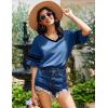 image:imageEkouaer Nightgowns for Women Bamboo Viscose Nightgown Short Sleeve Sleep Shirts V Neck Nightshirt Soft SleepwearNavy