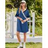 image:imageEkouaer Nightgowns for Women Bamboo Viscose Nightgown Short Sleeve Sleep Shirts V Neck Nightshirt Soft SleepwearNavy