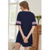 image:imageEkouaer Nightgowns for Women Bamboo Viscose Nightgown Short Sleeve Sleep Shirts V Neck Nightshirt Soft SleepwearNavy Blue